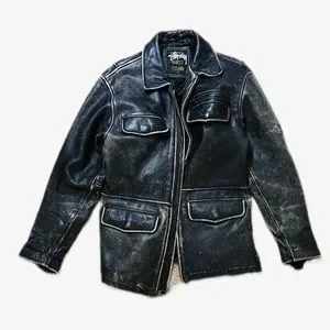 ジャケット・アウター 00s old stussy leather puffer jacket